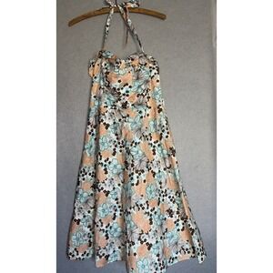 Moods Vintage Womens 8 Floral‎ L Midi Fit & Flare Dress Beachy Cottagecore Y2k